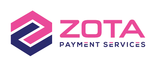 logo-Zota-01B Zota logo - Best Nail Salon POS. Pink and navy geometric design with text 'Zota Payment Services', ideal for nail salon point-of-sale systems.