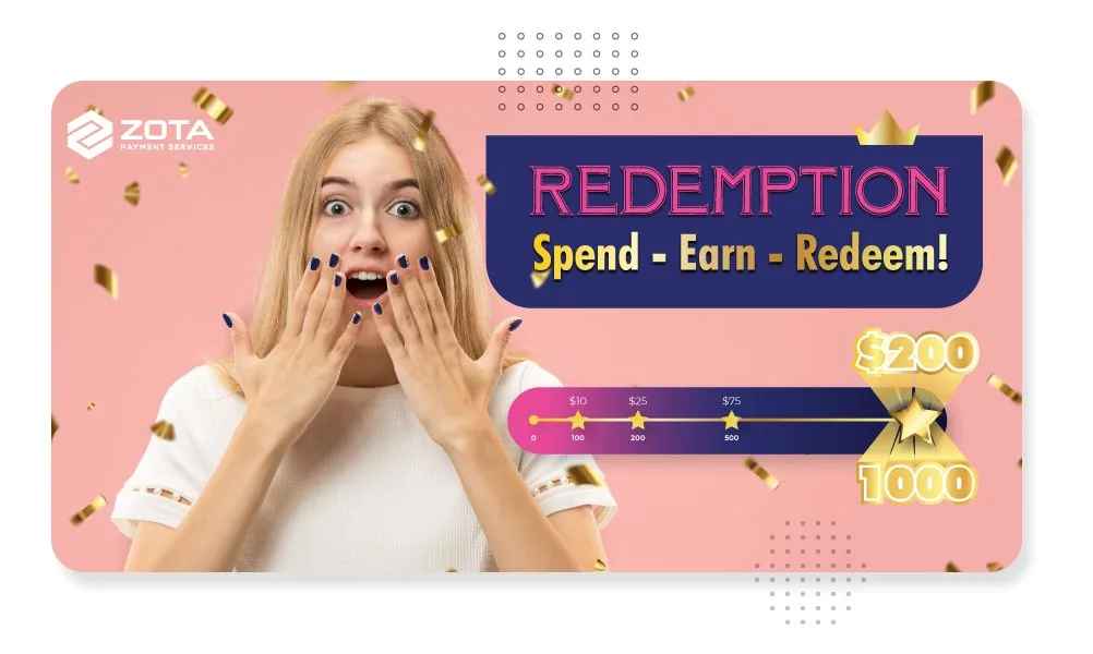 tich-diem-thuong-Eng Zota check-in/check-out service featuring a loyalty system with redemption rewards, encouraging customers to spend, earn, and redeem points